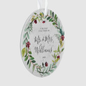 Floral Greenery Wreath Marble Ons eerste kerstfees Ornament (voorkant)