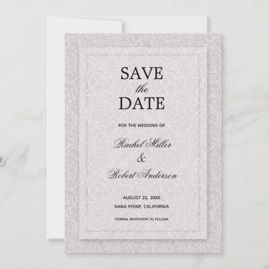Floral Grey Lila Save The Date (Voorkant)