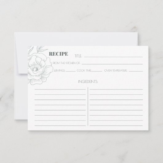  Floral Grey Recipcard (Voorkant)