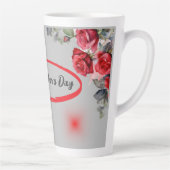 Floral Grey & Red Happy Moederdag | Latte Mok (Rechts)