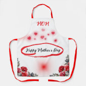 Floral Grey & Red Happy Moederdag | Schort (Voorkant)