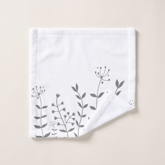 Floral gris et blanc moderne (Gant de toilette)