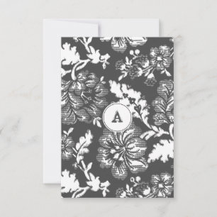 Floral gris Vintage monogramme   MERCI