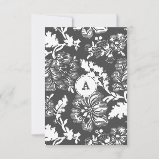 Floral gris Vintage monogramme | MERCI (Devant)