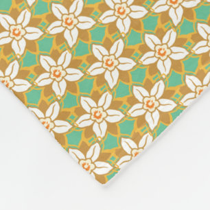  Floral groen en geel Jonquil patroon Fleece Deken