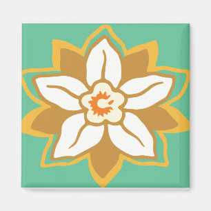 Floral groen en geel Jonquil patroon Magneet