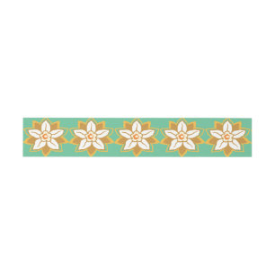 Floral groen en geel Jonquil patroon Uitnodigingen Wikkel