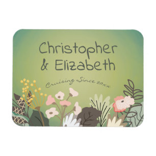 Floral Groen Monogram Cruiseschip Deurzoeker Magneet