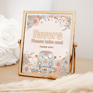 Floral Groovy Retro Hippie Party Favorieten Poster