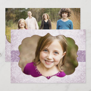 Floral Grunge Double Sided Mauve 2 Photo Holiday Feestdagenkaart