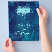 Floral Grunge Flyer Salon Spa Blue Denim (Hand)