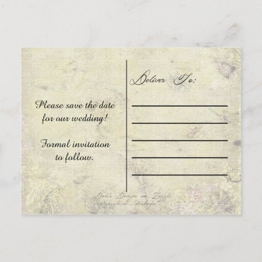 Floral Grunge Library Kaart Bewaar de datum (Achterkant)