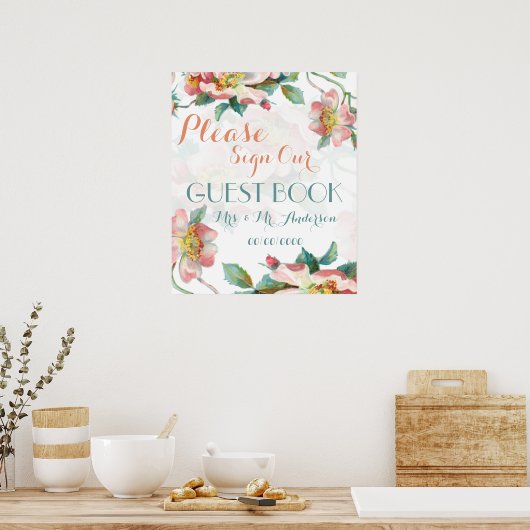 Floral-guestbook Poster (Keuken)