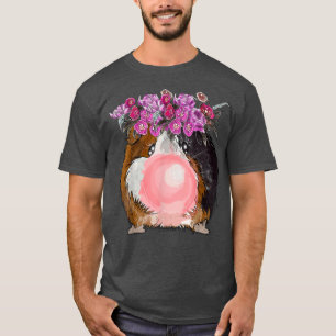 Floral Guinea Pig Bubble Gum Waterverf Guinee T-shirt