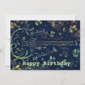 Floral Guitar Bonne carte d'anniversaire (Devant)