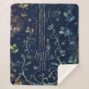 Floral Guitar Sherpa Blanket Deken