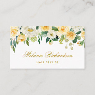 Floral Hair Stylist Benoeming Yellow Gold Kaart Visitekaartje