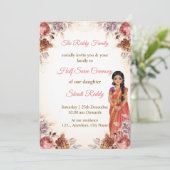 Floral Half Saree Ceremony Invitation (Debout devant)