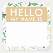 Floral Hallo mijn naam is Sticker (Voorkant)