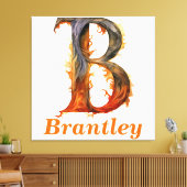 Floral Halloween Aangepaste Naam Letter B Monogram Canvas Afdruk (Insitu (Woonkamer))
