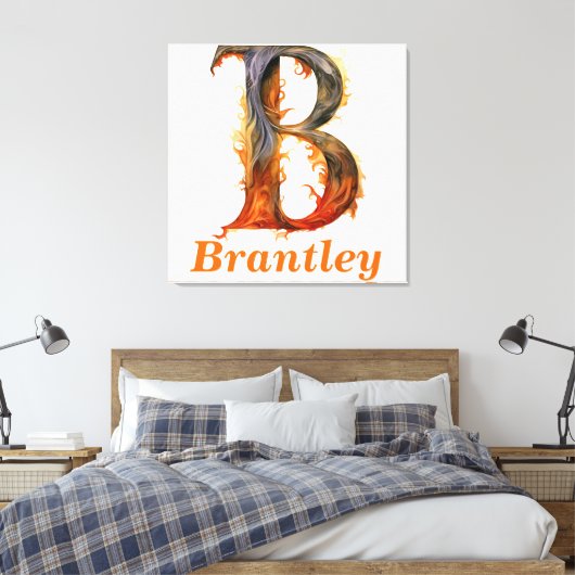Floral Halloween Aangepaste Naam Letter B Monogram Canvas Afdruk (Insitu (Slaapkamer))