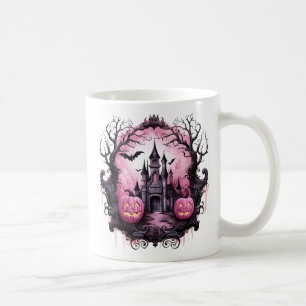 Floral Halloween Pink Haunted House Koffiemok