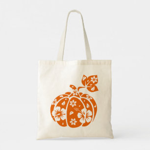 Floral Halloween Pumpkin Canvas tas
