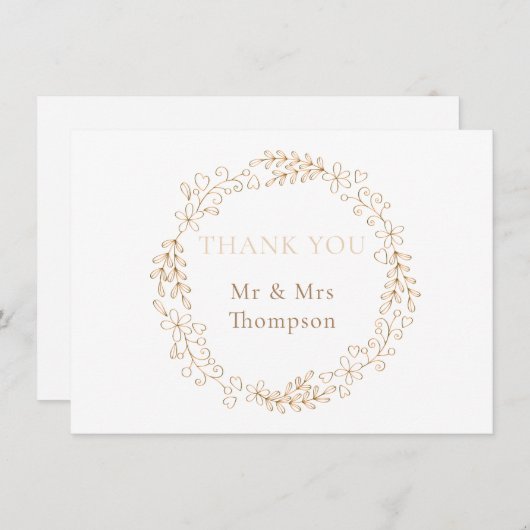Floral Halo Laurel Garland bruiloft dank u Bedankkaart (Voorkant / Achterkant)