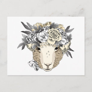 Floral Halo Sheep Briefkaart