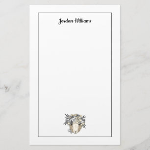 Floral Halo Sheep Jouw namen toevoegen Briefpapier