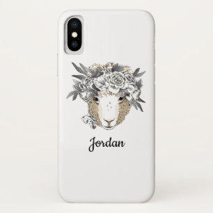 Floral Halo Sheep Jouw namen toevoegen iPhone X Hoesje