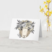 Floral Halo Sheep Kaart (Gele Bloem)