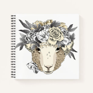 Floral Halo Sheep Notitieboek