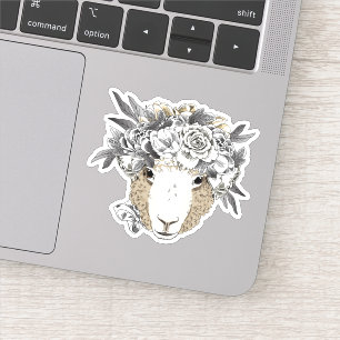 Floral Halo Sheep Sticker