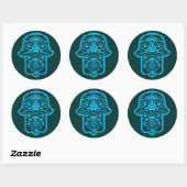 Floral Hamsa (blauw) Ronde Sticker (Vel)