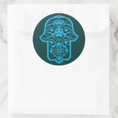 Floral Hamsa (blauw) Ronde Sticker (Tas)
