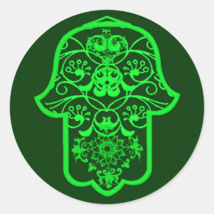 Floral Hamsa (Groen) Ronde Sticker