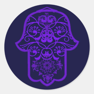 Floral Hamsa (Paars) Ronde Sticker