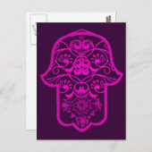 Floral Hamsa Pink Briefkaart (Voorkant / Achterkant)