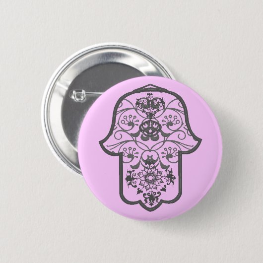 Floral Hamsa Ronde Button 5,7 Cm (Voorkant /achterkant)