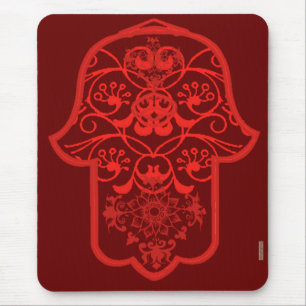Floral Hamsa (Rood) Muismat
