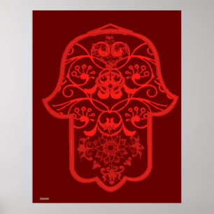 Floral Hamsa (Rood) Poster