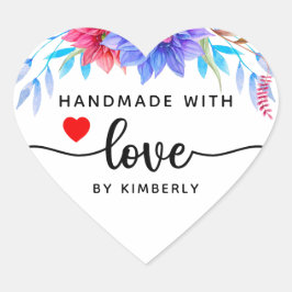 Floral Handmade with Love Hart Sticker