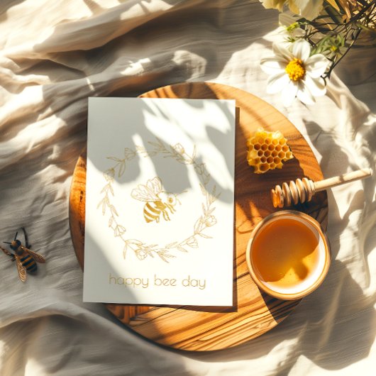 Floral Happy Bee Day Foil Carte d'anniversaire