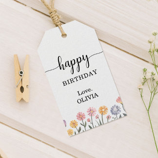 Floral Happy Birthday Cadeaulabel