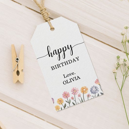 Floral Happy Birthday Cadeaulabel