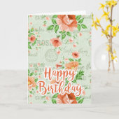   Floral Happy Birthday Kaart (Gele Bloem)