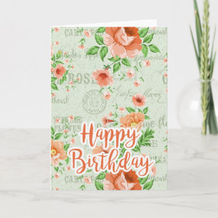 Floral Happy Birthday Kaart