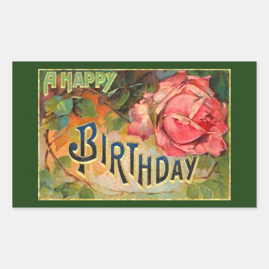  Floral Happy Birthday Rechthoekige Sticker (Voorkant)