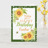 Floral Happy Birthday Sunflower Kaart (Gele Bloem)